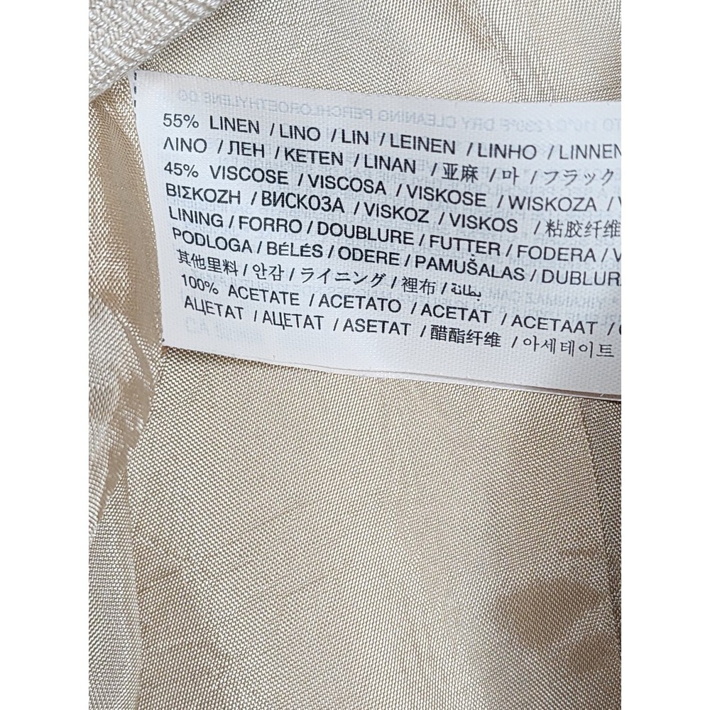 Mango MNG Suit Jacket Blazer 4 Beige Black Linen Blend Herringbone Work Career - Picture 5 of 11